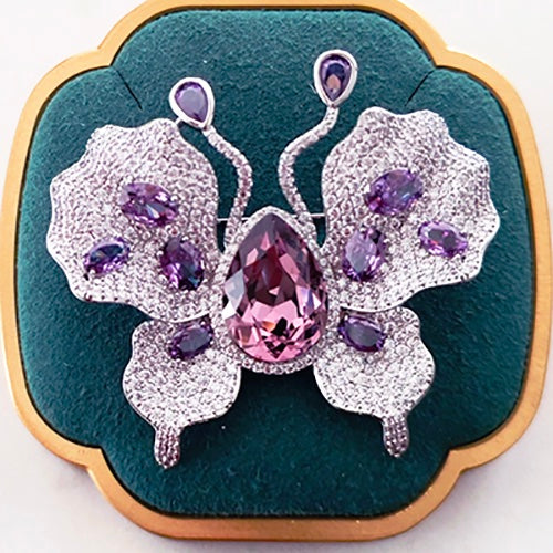 Purple stone butterfly 2 brooch