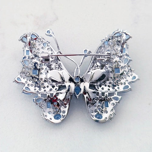 Blue butterfly brooch