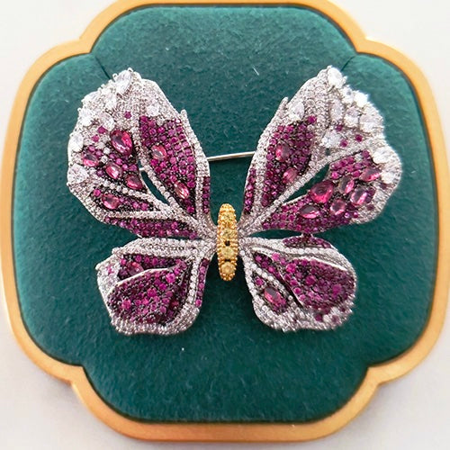 Pink butterfly brooch