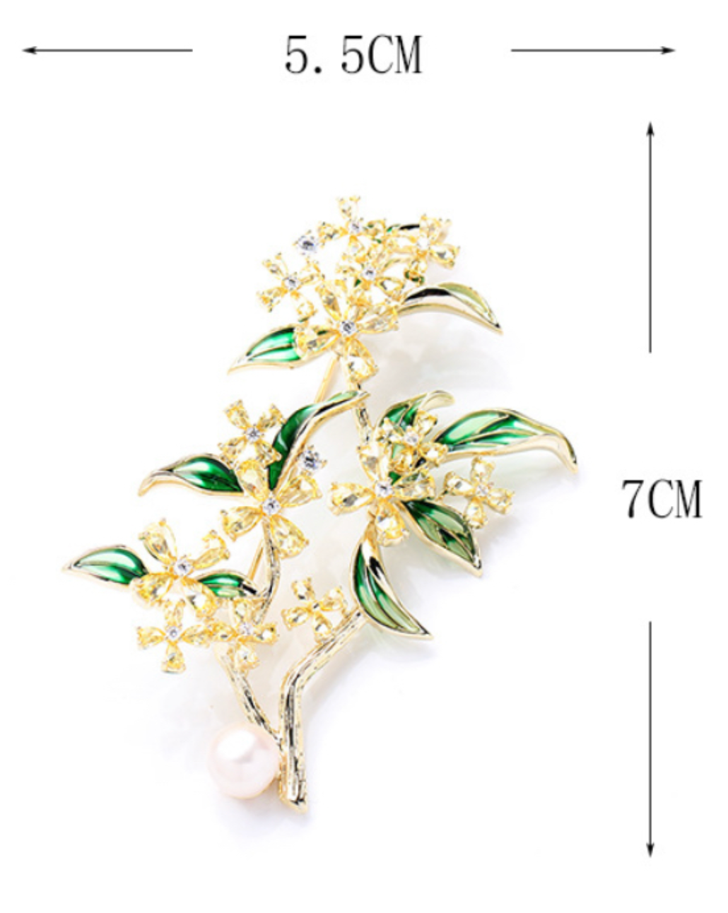 Floral Branch Pearl Brooch