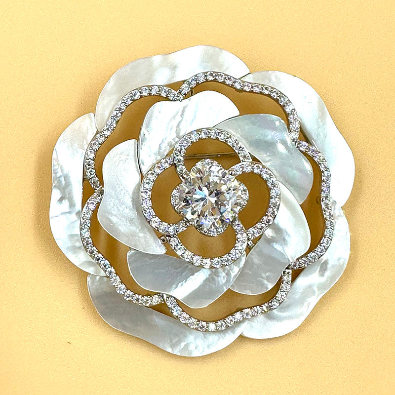 Classic Mother-of-Pearl Camellia Brooch 2 colours