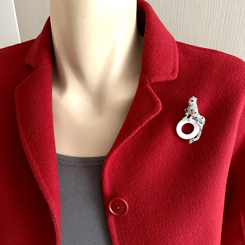 Jade Ring Panther Brooch