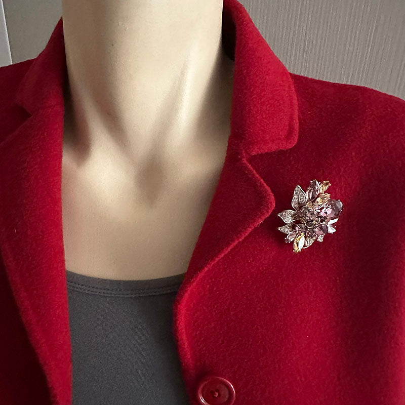 Floral Cluster Crystal Brooch
