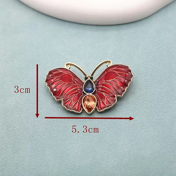 Gemstone Butterfly Brooch – Blue, Red & Green
