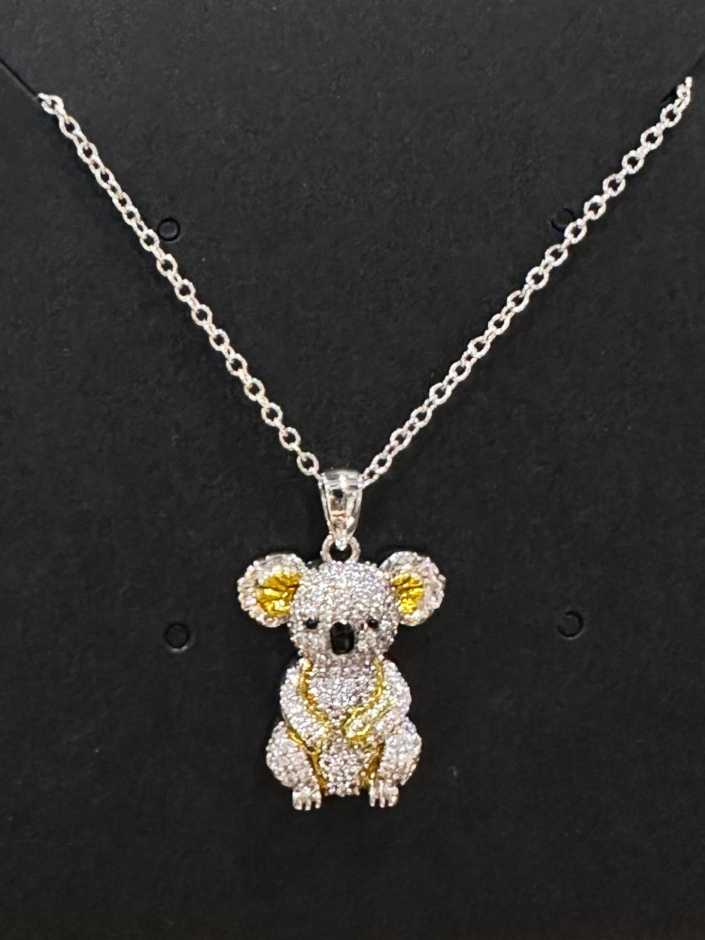 Koala souvenir pendant necklace paved zirconia (yellow)