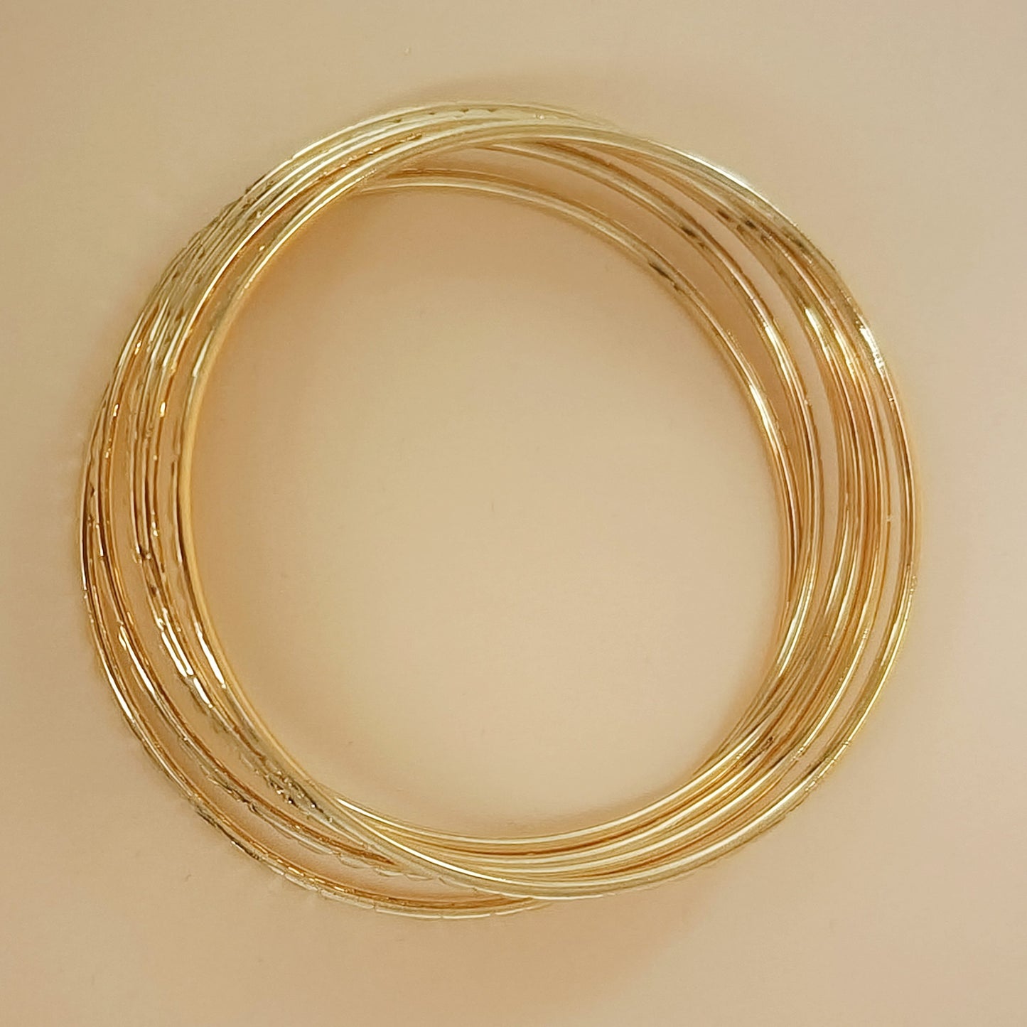 Round textured Bracelets - 6layers Gold Bangles