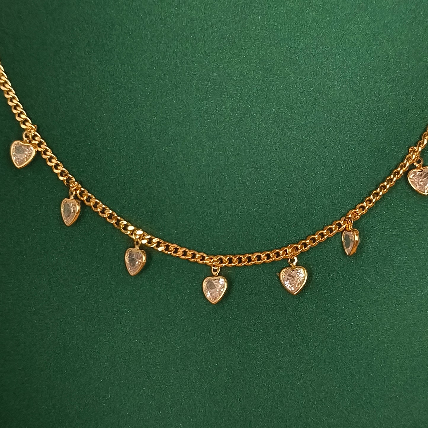 Gold Chain Necklace with Heart pendants