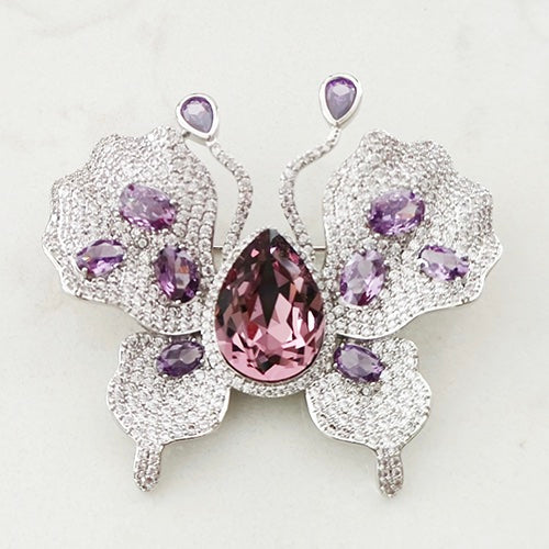 Purple stone butterfly 2 brooch