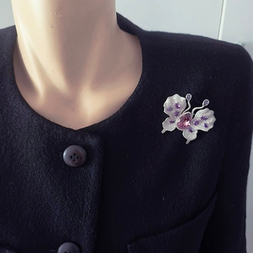 Purple stone butterfly 2 brooch