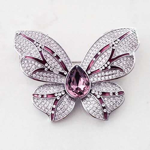 Purple stone butterfly brooch