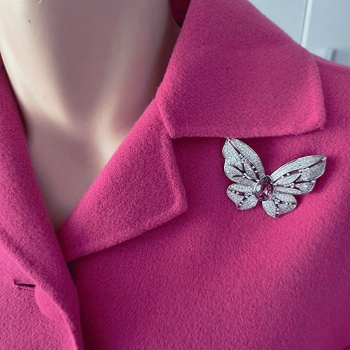 Purple stone butterfly brooch