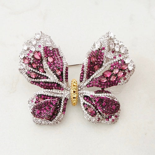 Pink butterfly brooch