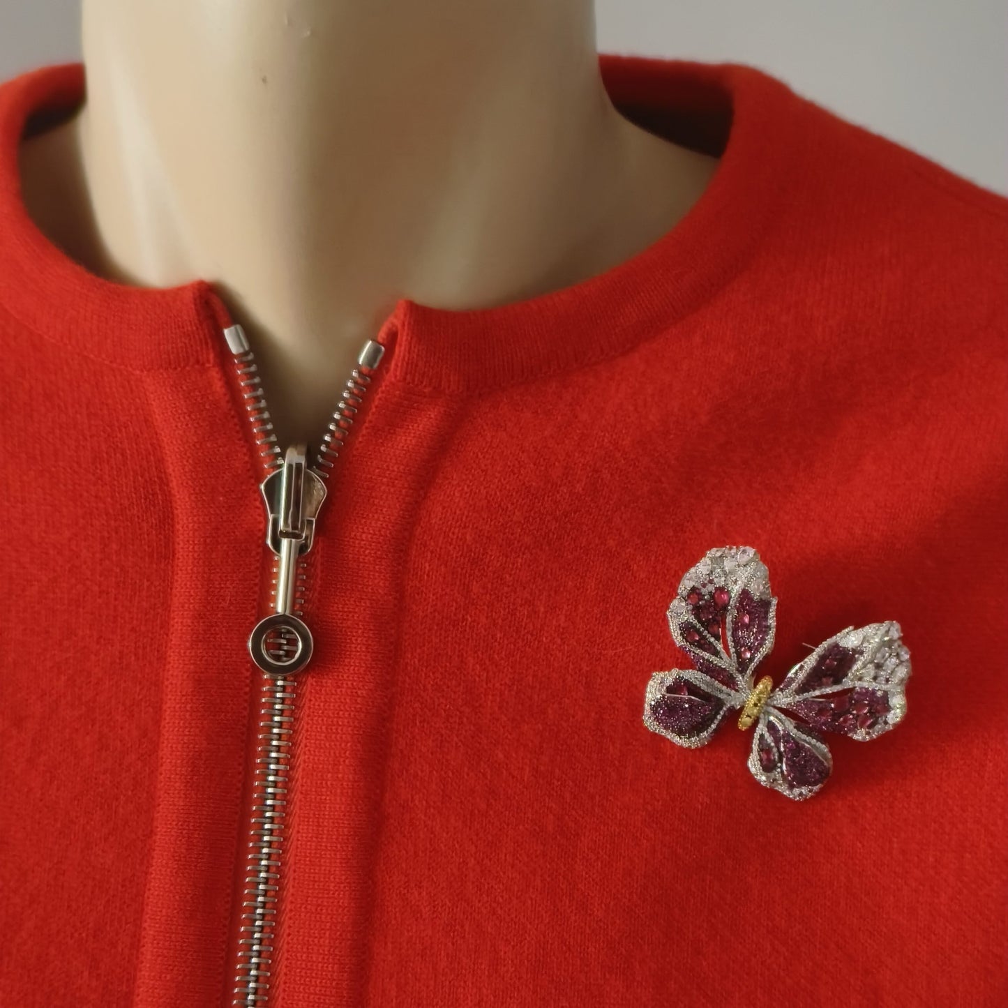 Pink butterfly brooch