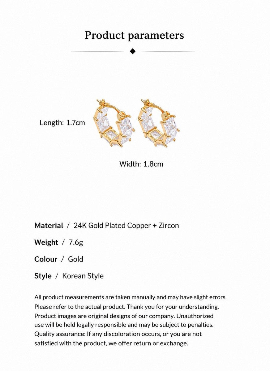 Rhodium Plated Hinged Hoop Earrings Baguette Crystal Clear