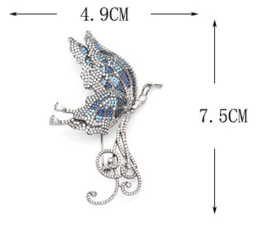 Purple Crystal Butterfly Brooch