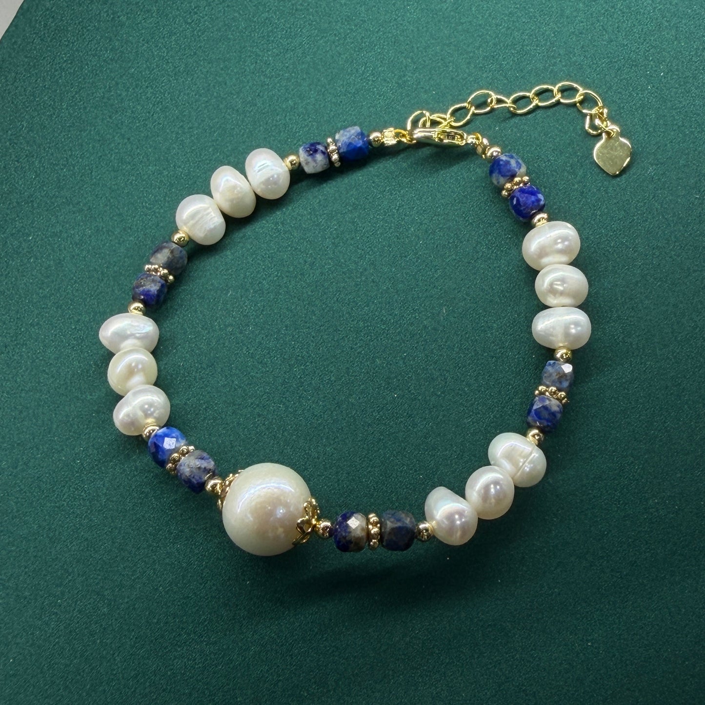 Fresh water Pearl & Lapis Bracelet