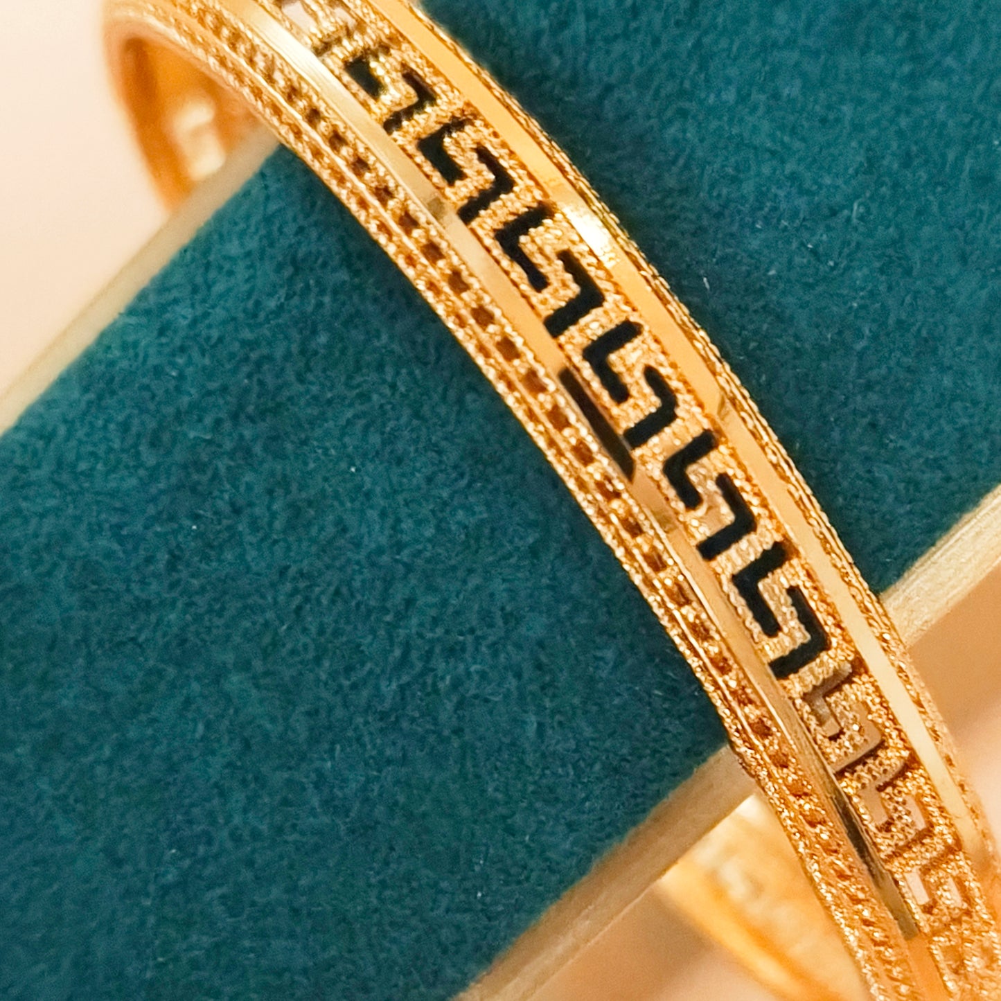Classic Greek Key Pattern Gold Plated Bangle