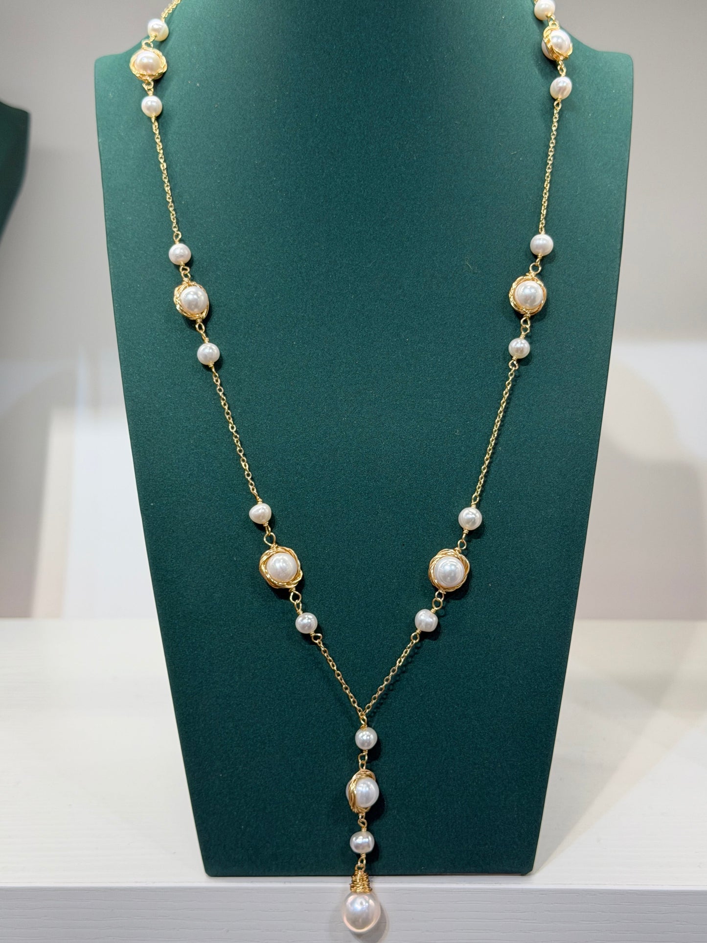 Long fresh water pearl necklace