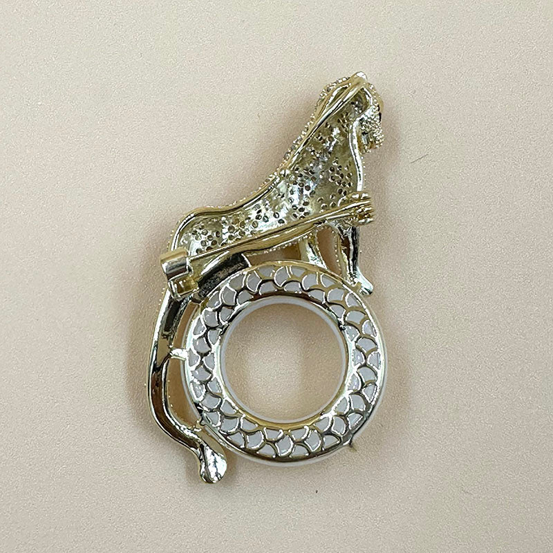 Jade Ring Panther Brooch