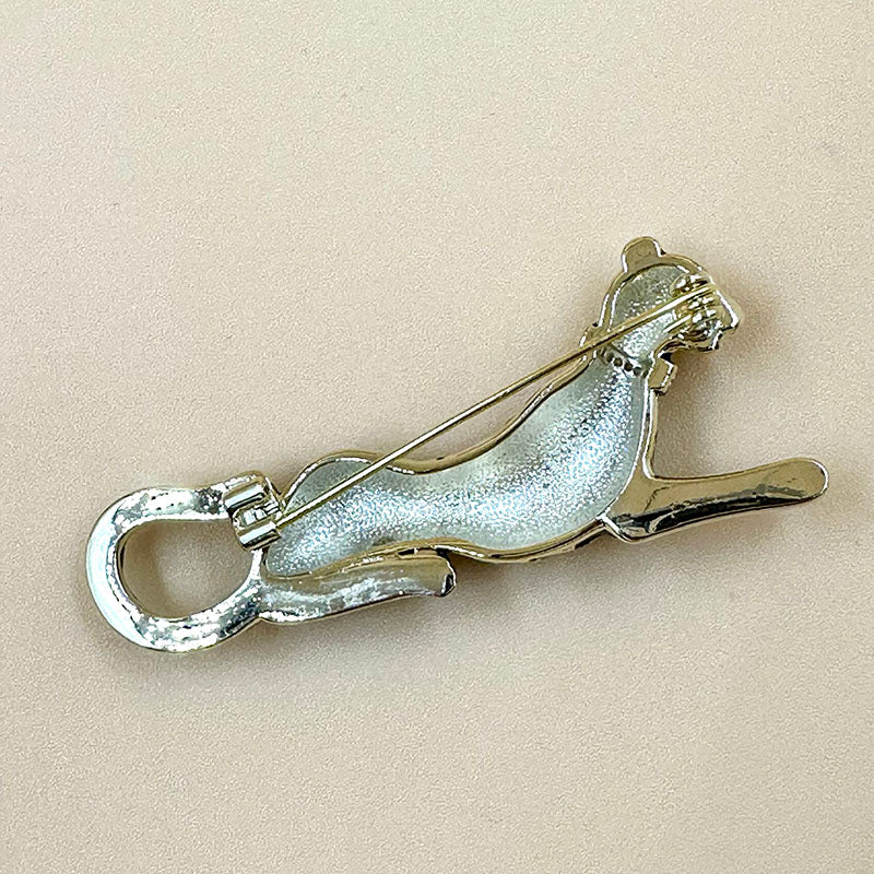 Black Enamel Panther Brooch