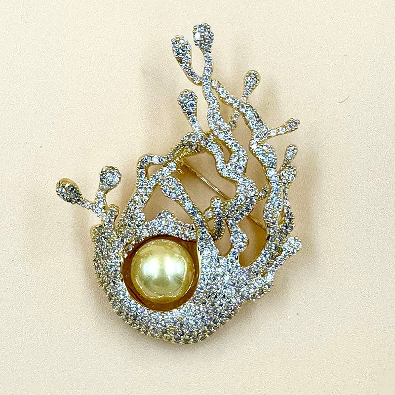 Pearl Coral Brooch
