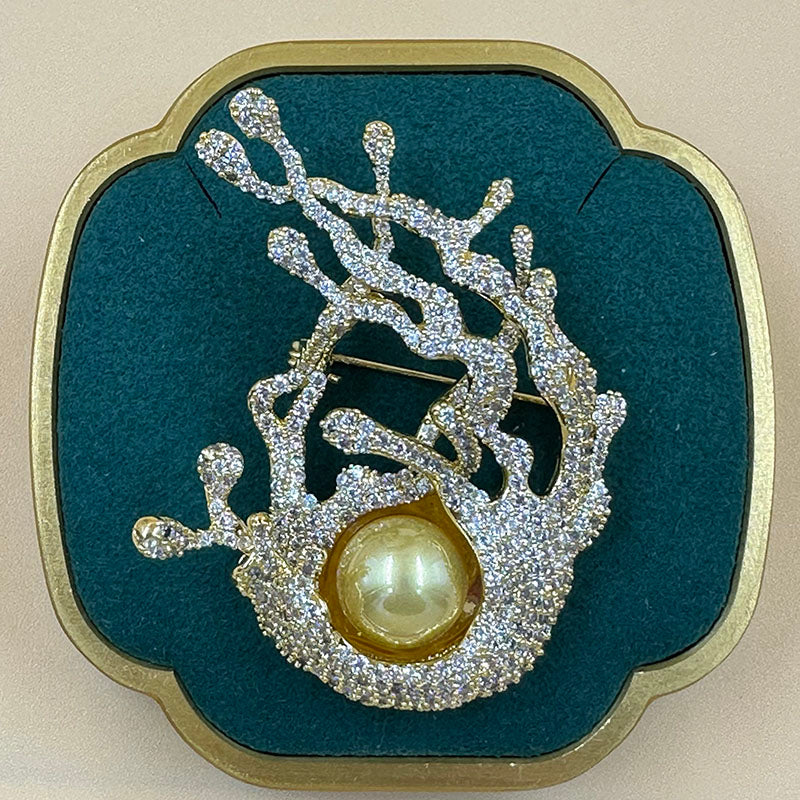 Pearl Coral Brooch