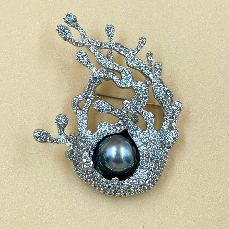 Pearl Coral Brooch