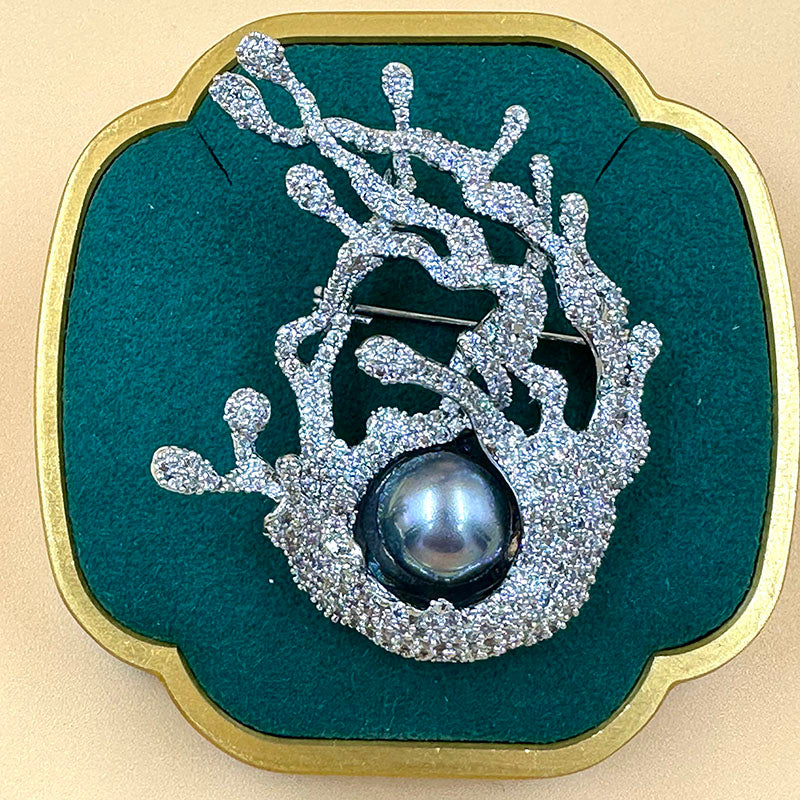 Pearl Coral Brooch