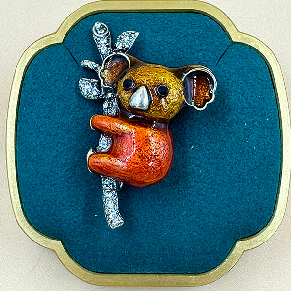 Enamel Koala Brooch with Crystal Branch