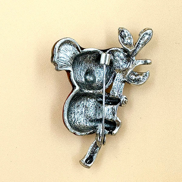 Enamel Koala Brooch with Crystal Branch
