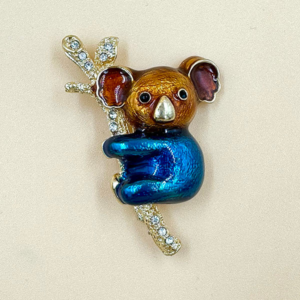 Enamel Koala Brooch with Crystal Branch