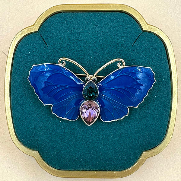 Gemstone Butterfly Brooch – Blue, Red & Green