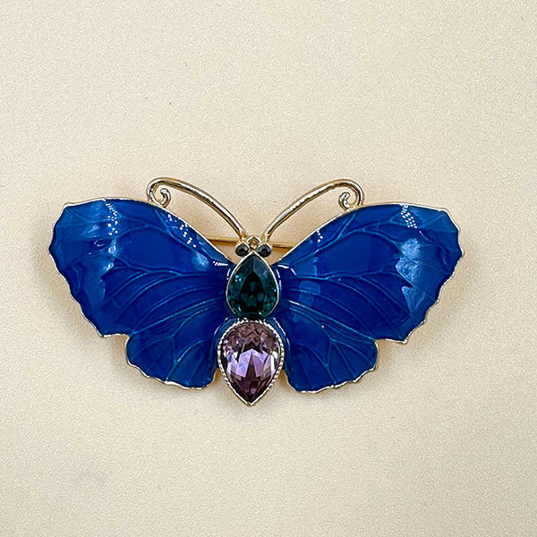 Gemstone Butterfly Brooch – Blue, Red & Green