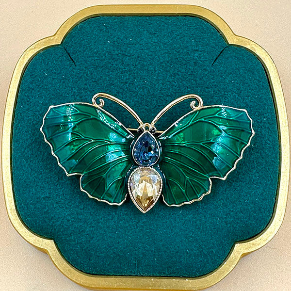 Gemstone Butterfly Brooch – Blue, Red & Green