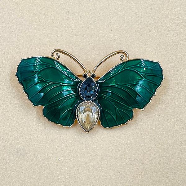 Gemstone Butterfly Brooch – Blue, Red & Green
