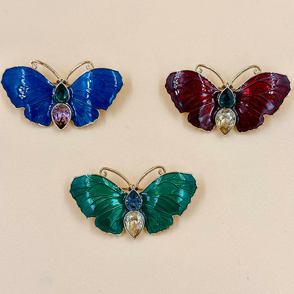 Gemstone Butterfly Brooch – Blue, Red & Green