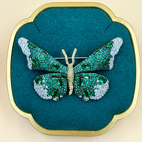 Sparkling Crystal Butterfly Brooch – Purple, Green & Blue