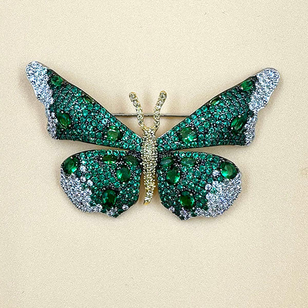 Sparkling Crystal Butterfly Brooch – Purple, Green & Blue