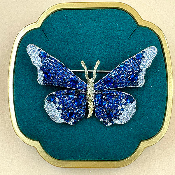 Sparkling Crystal Butterfly Brooch – Purple, Green & Blue
