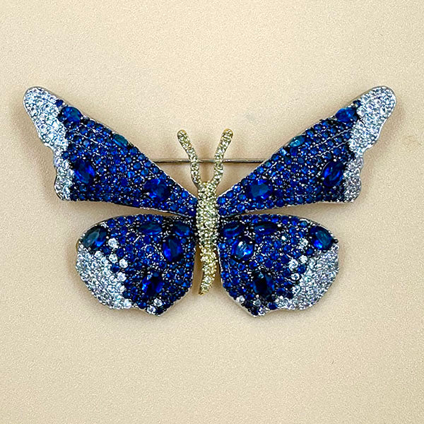Sparkling Crystal Butterfly Brooch – Purple, Green & Blue