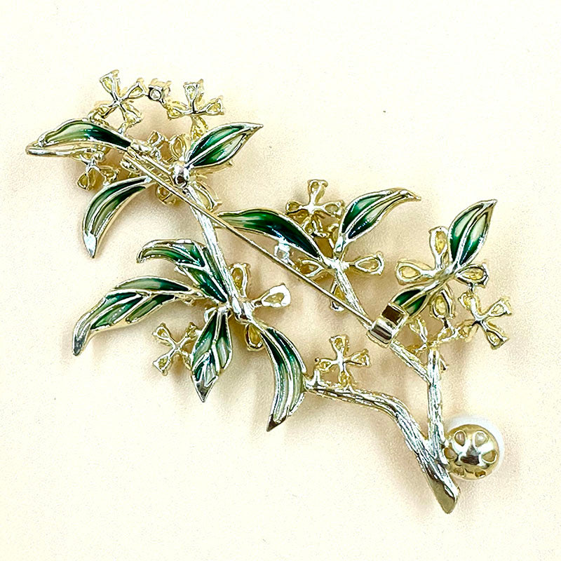 Floral Branch Pearl Brooch