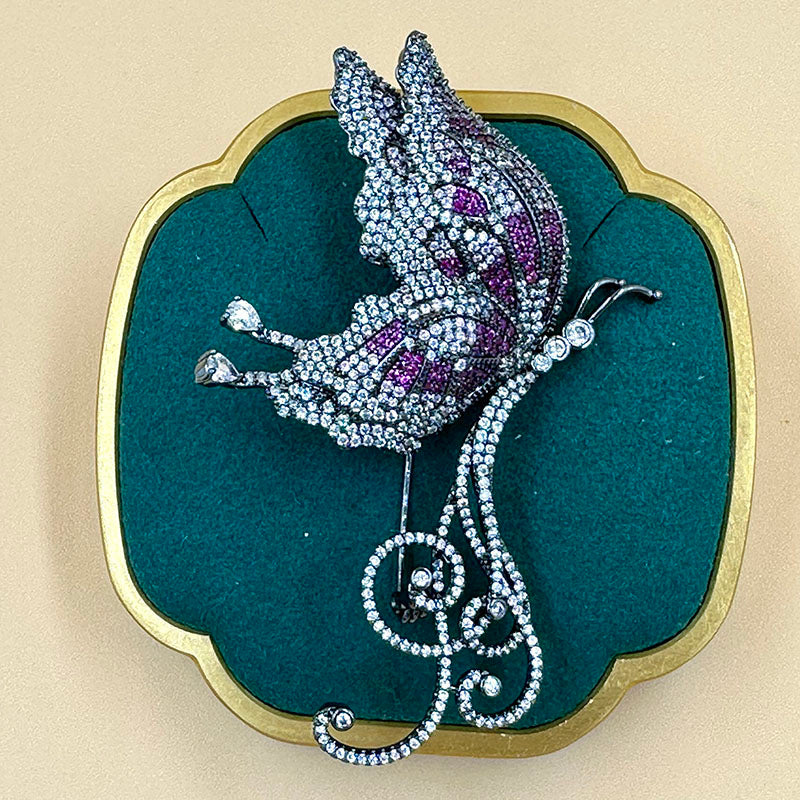 Purple Crystal Butterfly Brooch