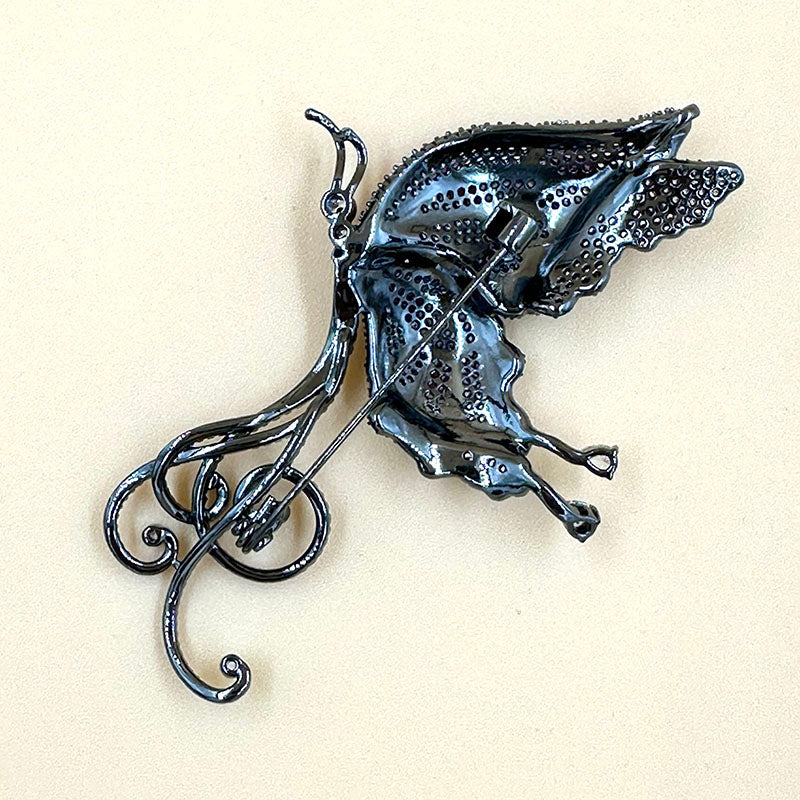 Purple Crystal Butterfly Brooch