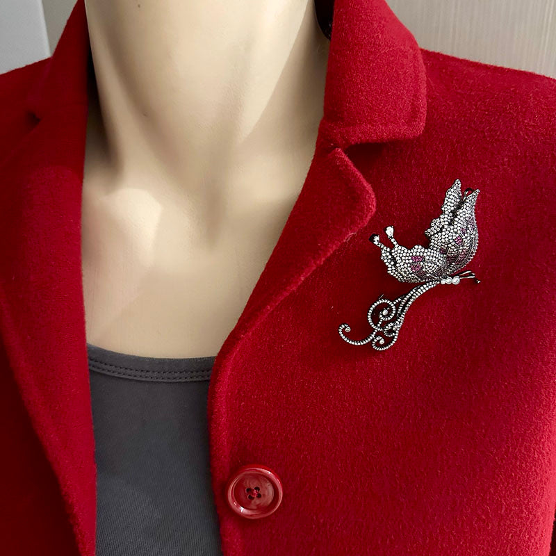 Purple Crystal Butterfly Brooch