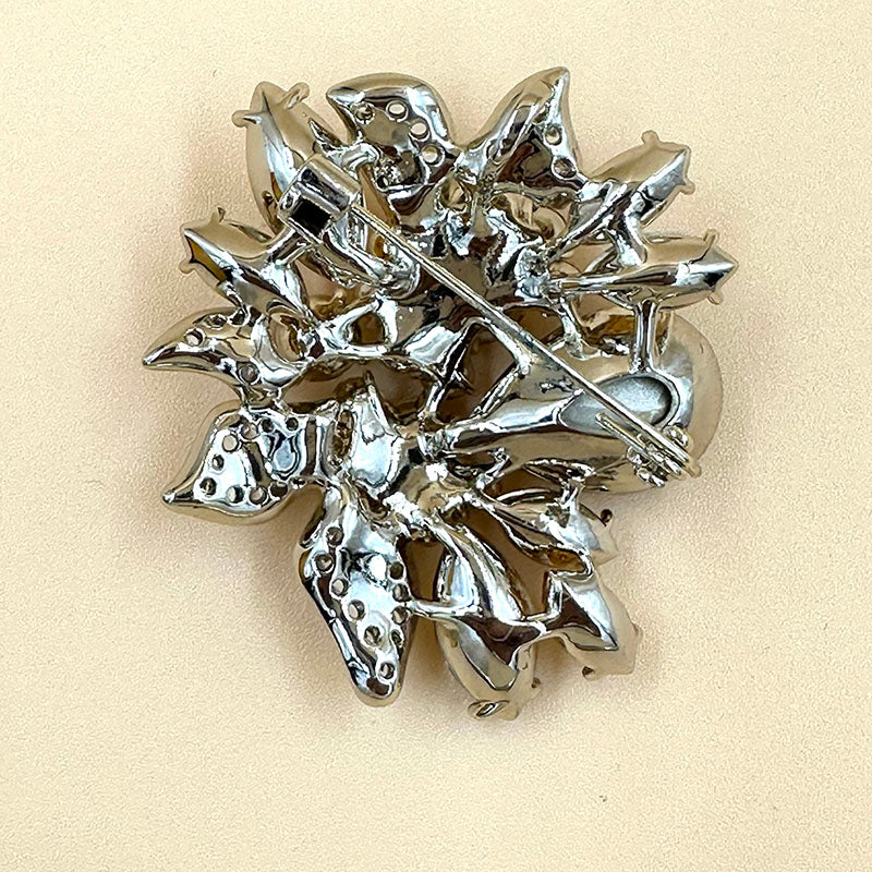 Floral Cluster Crystal Brooch