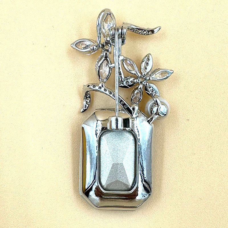 Blue Gemstone Flower Brooch with Pearl