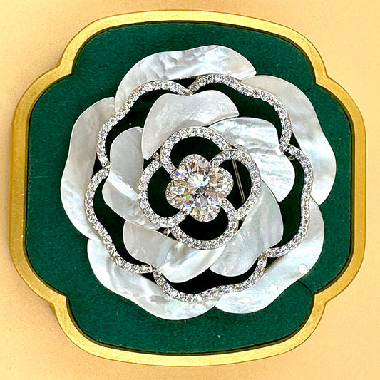 Classic Mother-of-Pearl Camellia Brooch 2 colours
