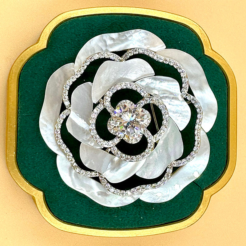 Classic Mother-of-Pearl Camellia Brooch 2 colours