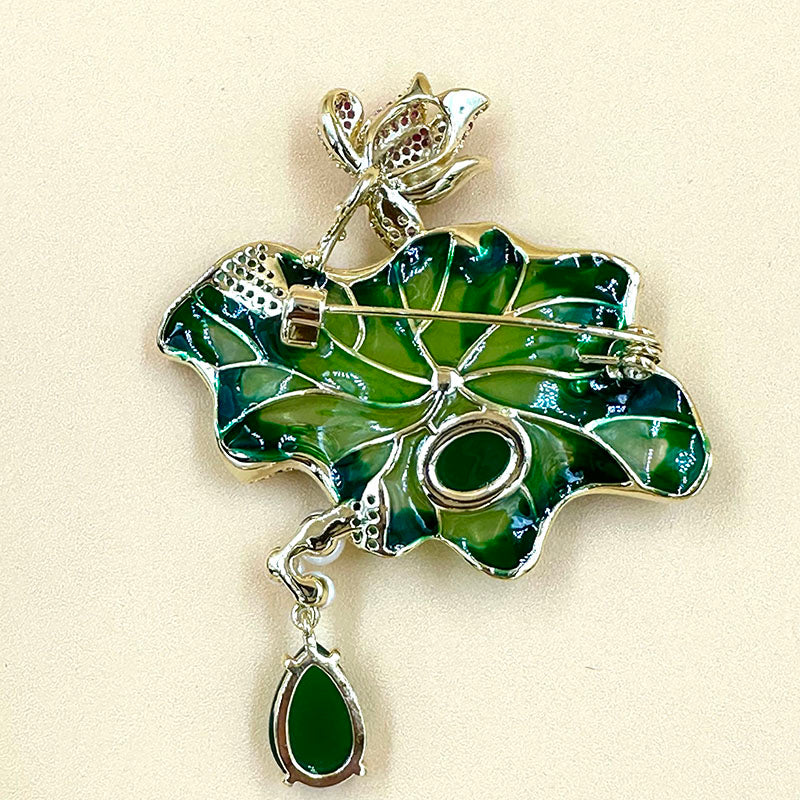Jade Lotus Elegance Brooch