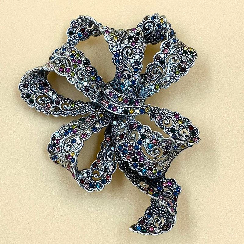 Vintage Filigree Bow Brooch 2 colours